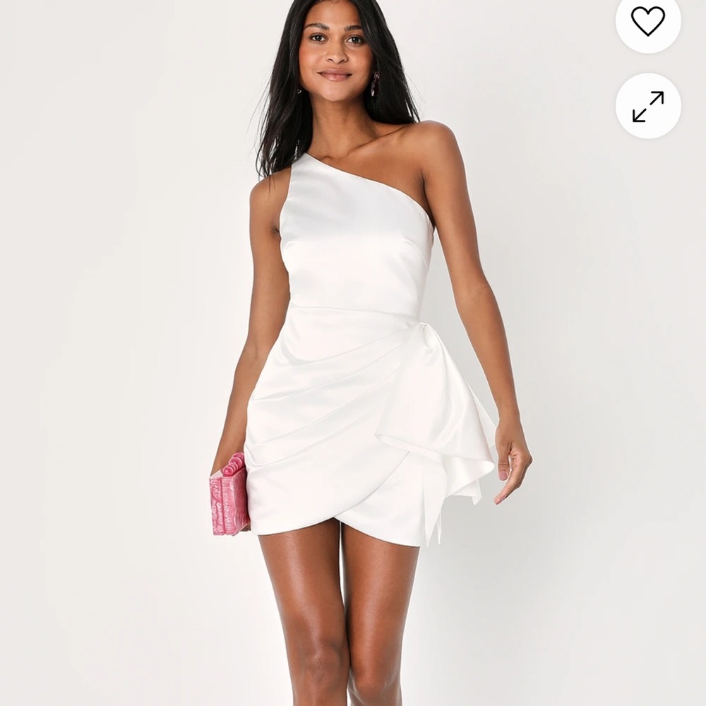 White satin mini bow dress